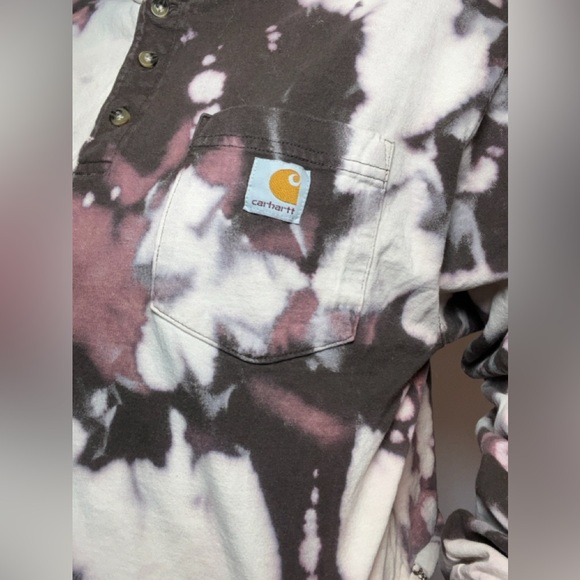 Carhartt Cropped Tie Dye Henley Long Sleeve Workwear Top - Picture 3 of 8